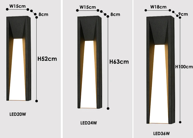 Black Stylish Outdoor Wall Lamp LED